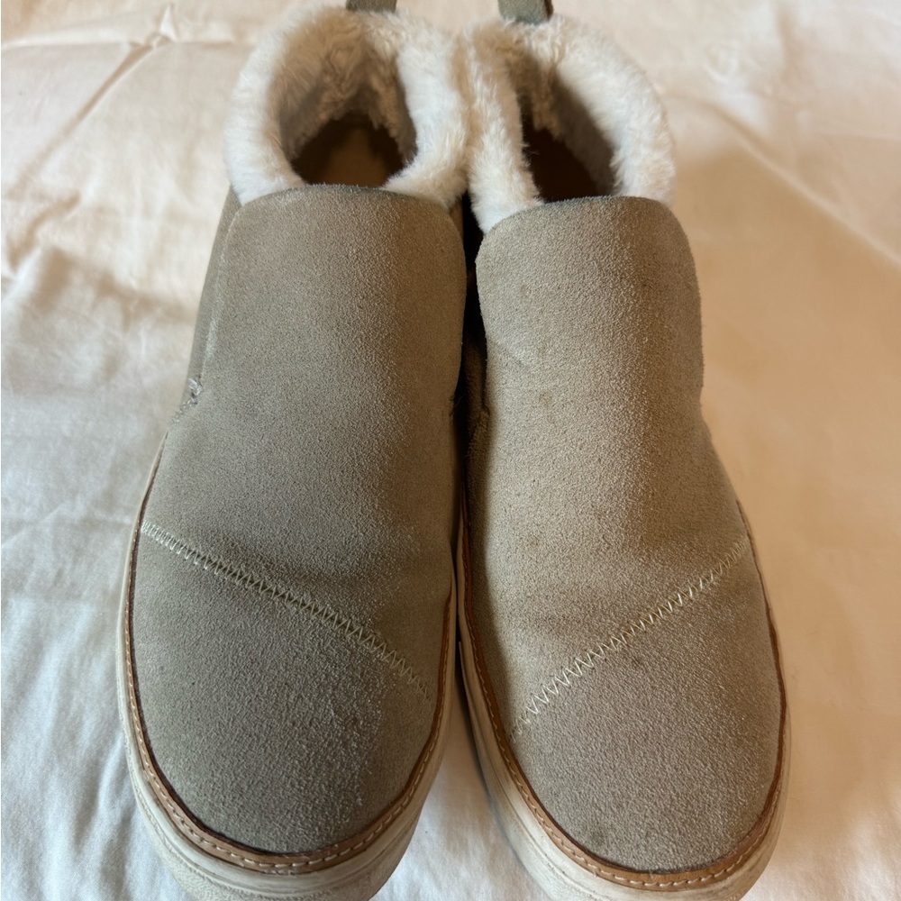 Toms Cream Fuzzy Lined Slip-Ons